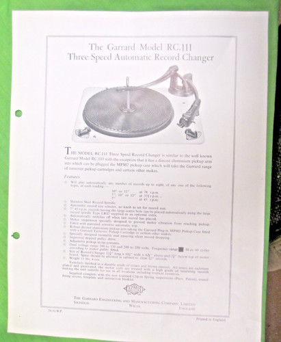 Garrard model 111 - , rc
