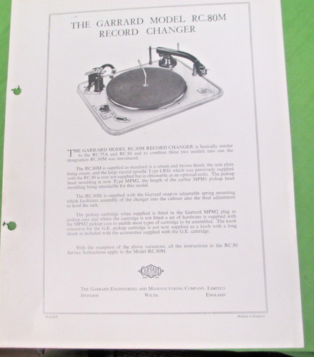 Garrard model 80 m - garrard,
