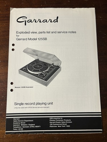 Garrard model 125sb - garrard, turntable